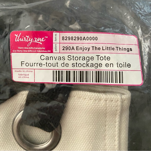 Discontinued Thirty One Canvas Storage Tote: Enjoy the Little Things - Picture 3 of 4